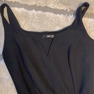 Sweetheart neck black mini dress